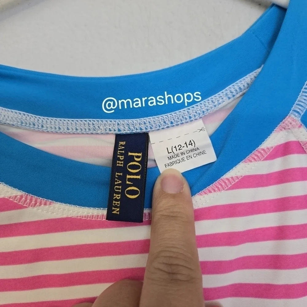 Ralph Lauren Girls Big Pony Rash Guard in Pink
